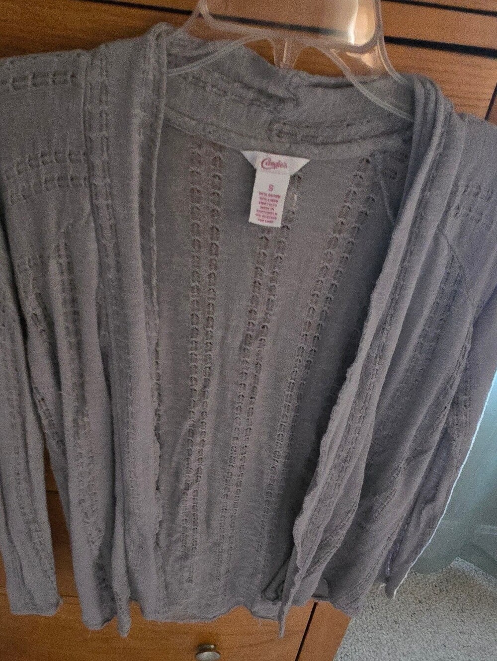 Candies Women's Open-Front Lightweight Gray Sweater Cardigan, Women's S